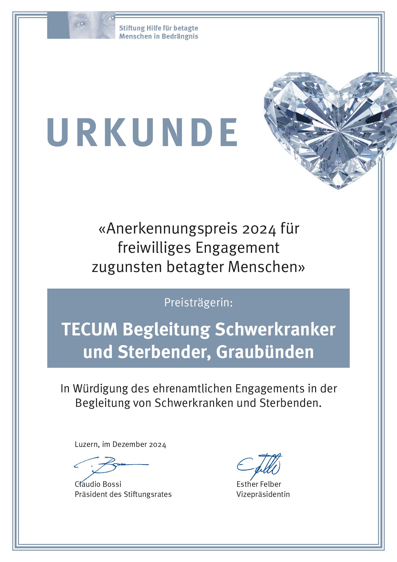 Anerkennungspreis24 tecum